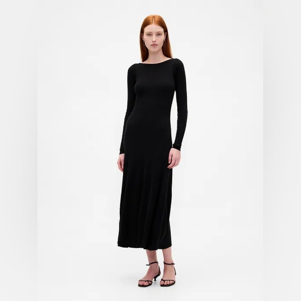 GAP Black Long Sleeve Maxi Dress Sweater Dress S Lightweight CashSoft